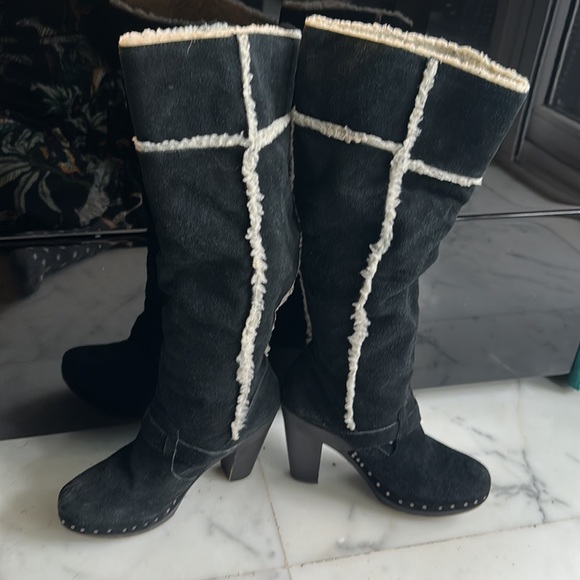 Nine West Vintage America distressed Suede & fleece Knee high boots! Size UK 4! - Picture 13 of 16